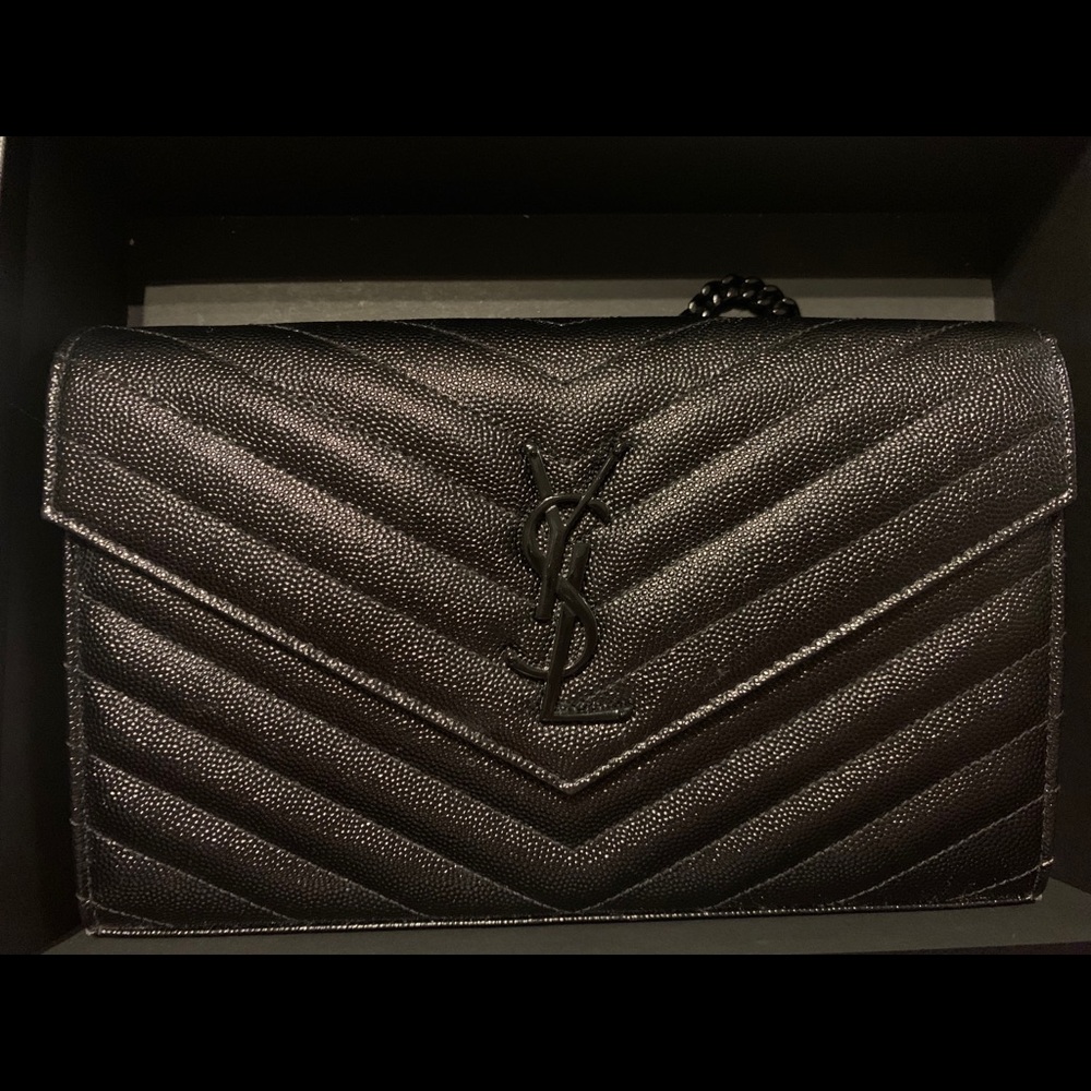 YSL Medium Monogram Matellase Wallet on Chain